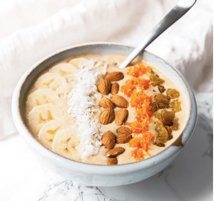 This smoothie bowl tastes EXACTLY like carrot cake (and is so easy to make)