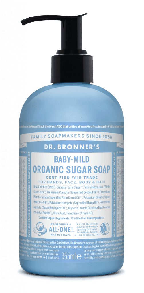 I swear by Dr. Bronner’s organic baby-mild and honestly it’s all you need