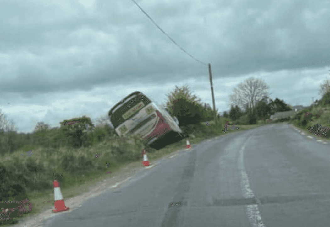 Narrow escape for students after school bus veers into ditch in Cork