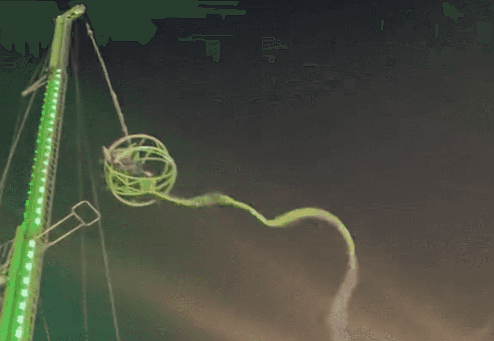 Terrifying moment Winter Wonderland slingshot ride snaps with people trapped inside