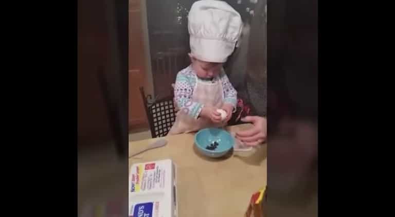 WATCH: This toddler can probably crack an egg better than most adults
