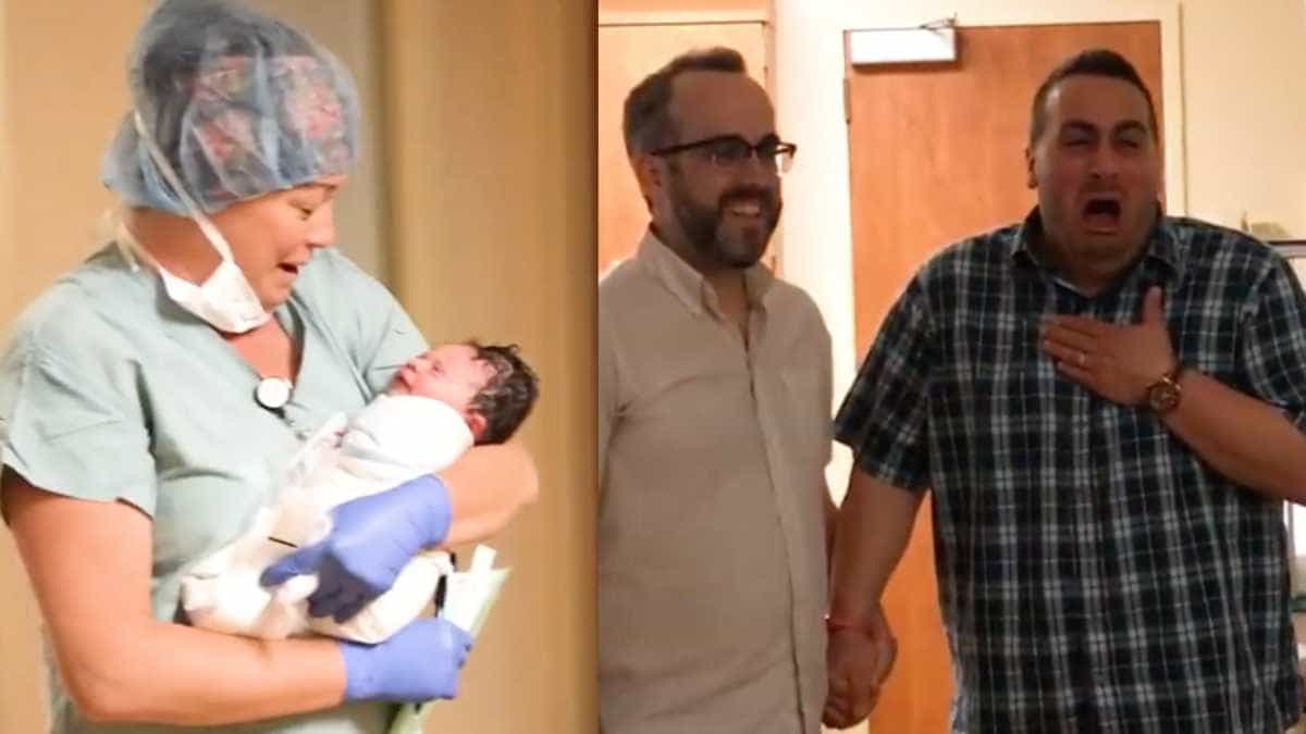 WATCH: The heart-wrenching moment these two dads became parents