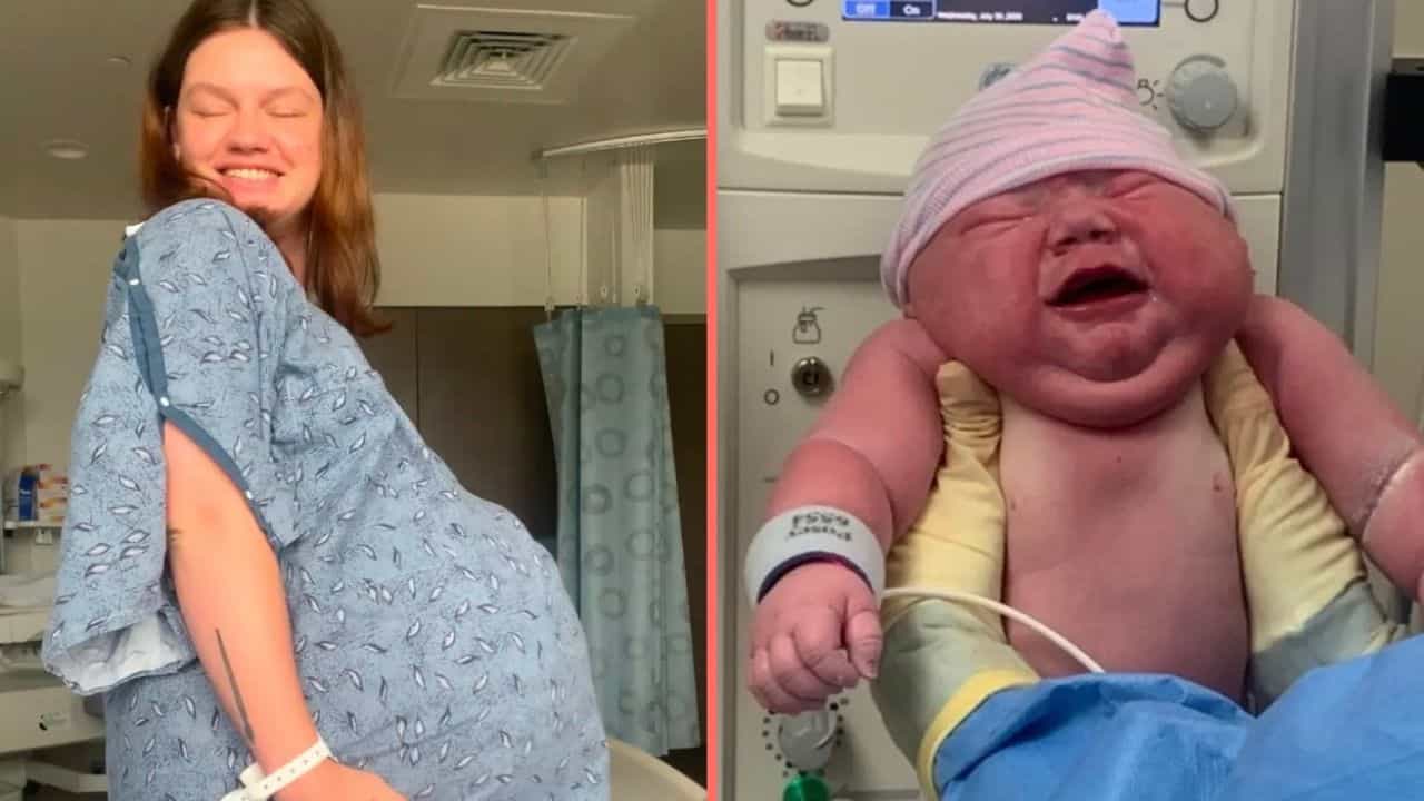 Mum breaks silence after giving birth to giant 13-pound baby boy