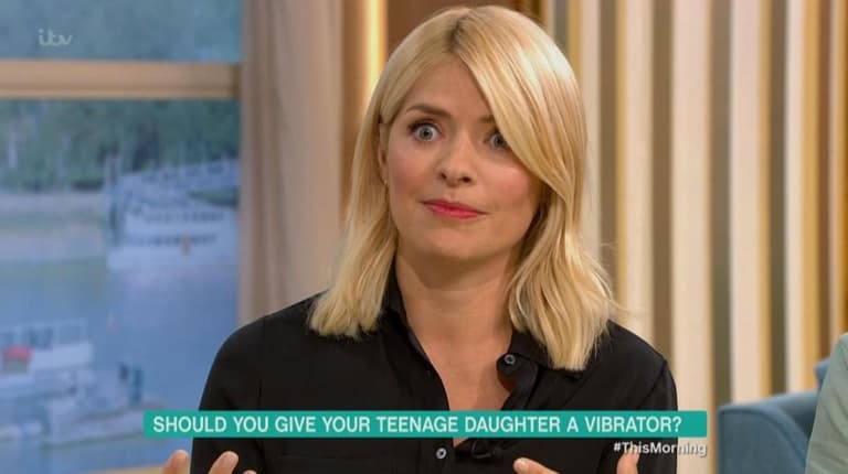 Holly Willoughby looked horrified during a chat about teenagers using vibrators Holly Willoughby looked horrified during a chat about teenagers using vibrators