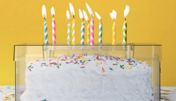 A cake shield will allow children to safely blow out candles on their birthday cake