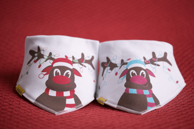 Vogue Williams designs this year’s BabyBoo Christmas charity bandana bib Vogue Williams designs this year’s BabyBoo Christmas charity bandana bib