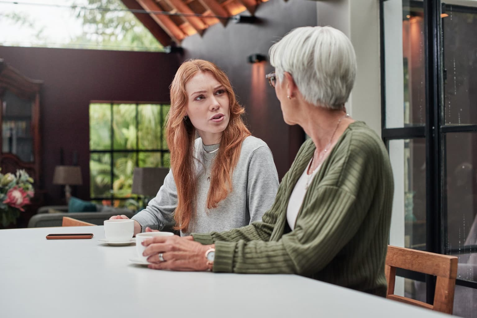 Two women talking