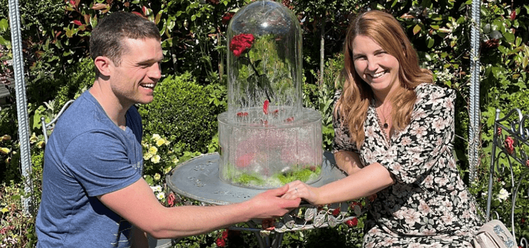 Couple get engaged at Beauty and the Beast The Musical Garden at Bloom Couple get engaged at Beauty and the Beast The Musical Garden at Bloom
