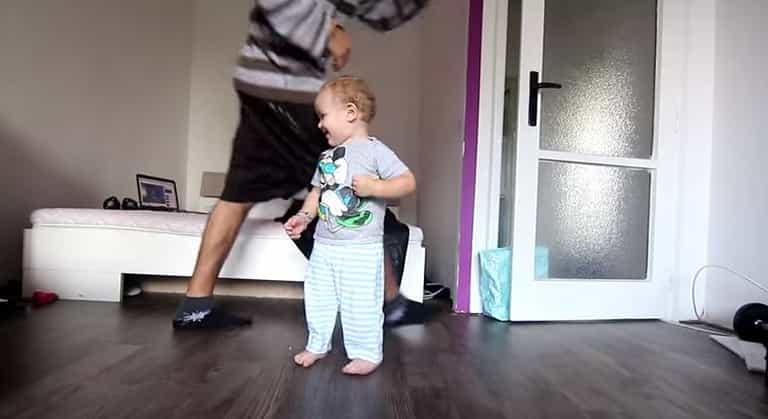 WATCH: This little man is loving his morning jam with dad WATCH: This little man is loving his morning jam with dad