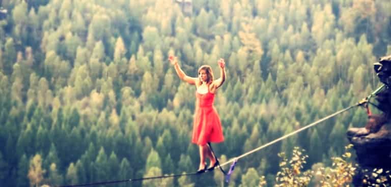 Bad-ass women we admire: The woman who walked the tightrope in heels. In the rain Bad-ass women we admire: The woman who walked the tightrope in heels. In the rain