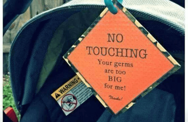 Mum buys ‘germs’ sign for her baby’s car seat and there are very mixed reactions Mum buys ‘germs’ sign for her baby’s car seat and there are very mixed reactions