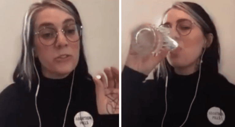 Activist takes abortion pill on live TV to show how “safe” and “common” it is Activist takes abortion pill on live TV to show how “safe” and “common” it is
