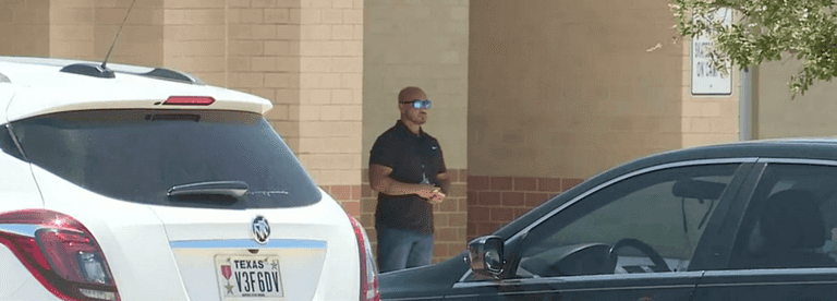 Parents in Texas have taken to standing outside schools to protect their children Parents in Texas have taken to standing outside schools to protect their children