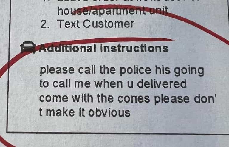 Woman saved from hostage situation after leaving note on food delivery order Woman saved from hostage situation after leaving note on food delivery order