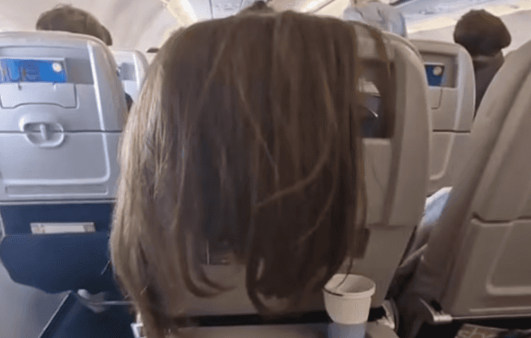 Woman left stunned after plane passenger drapes hair over back of her seat Woman left stunned after plane passenger drapes hair over back of her seat