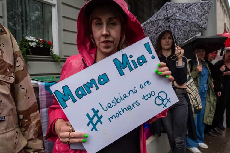 Representative groups protest in Dublin in support of lesbian mums in Italy Representative groups protest in Dublin in support of lesbian mums in Italy