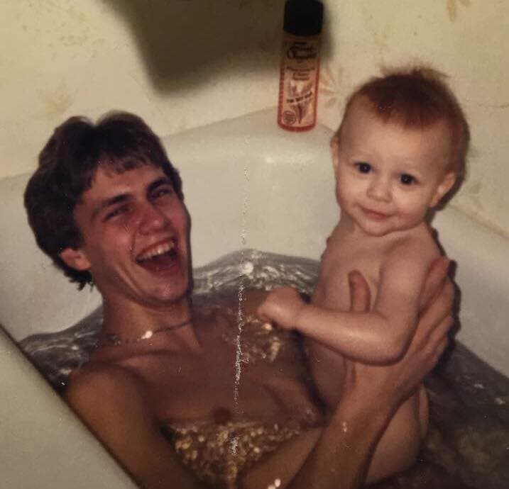 Father and son recreate baby photo and the results are horrifying Father and son recreate baby photo and the results are horrifying