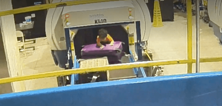 Two-year-old boy only slightly injured after climbing into airport baggage drop Two-year-old boy only slightly injured after climbing into airport baggage drop