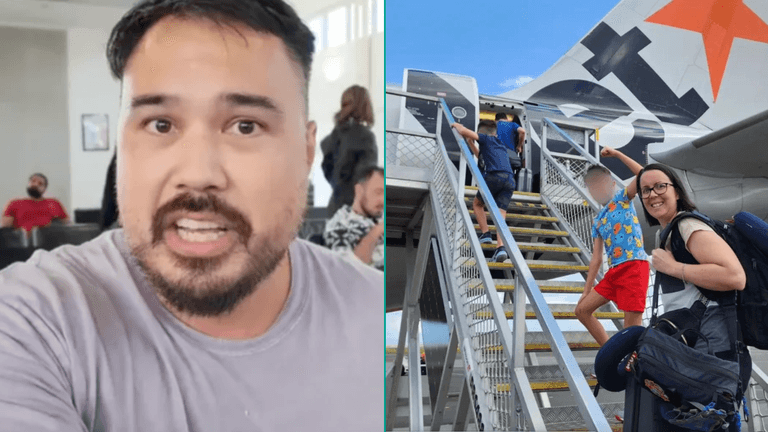 Entire family kicked off flight after dad takes photo when boarding the plane Entire family kicked off flight after dad takes photo when boarding the plane
